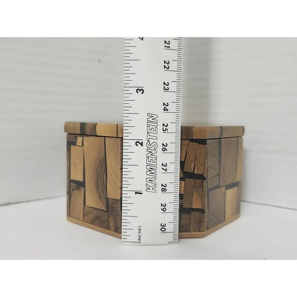Vintage Richard Gross MCM Marquetry Octagon Wood Trinket Jewelry Box
